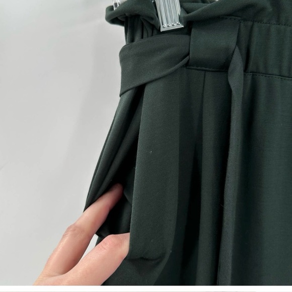 RESET BY Janet Forest Green paper-bag High waist Slim Tie Pants - Picture 3 of 9